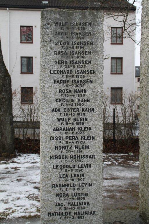 Minnesten over jøder fra Trondheim drept i 2. verdenskrig