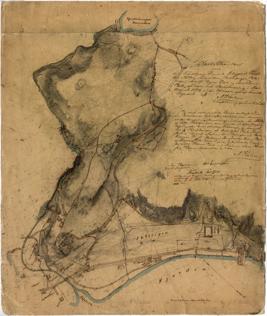 Kart-Brouillon over de i Trondhjems Bymark beliggende Parceller [...] (1858)